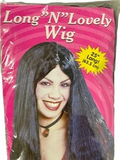Fun World Long "N" Lovely Wig One Size 25 Inches Black Elvira Cher Halloween NEW