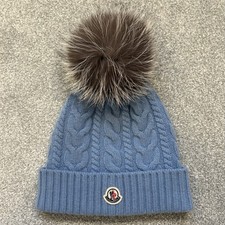 Women’s Moncler Wool & Cashmere Pom-Pom Beanie Light Blue SzUNI 100% Authentic