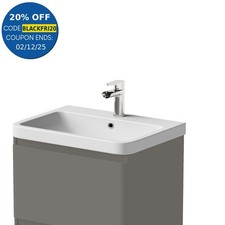 Bathroom 600mm Wash Basin Sink White Gloss Modern Curved Resin 1 Tap Hole