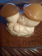 Vintage Soviet Souvenir Sculpture Mushrooms Handmade Marble Box Retro Home Decor