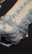hand crochet baby boys blanket