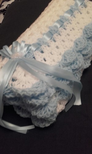 Hand crochet baby boys blanket - crochet,