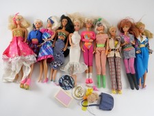 Lotto Di 10 Bambola Barbie Mattel Anni 80/90 Con Completo E Accessori