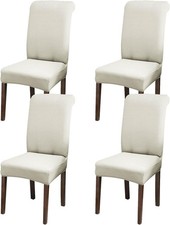 Stretch Jacquard Chair Slipcovers - 4 Pack Washable Protector Plain Cream