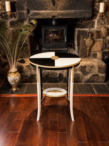 French style oval side table - side,