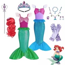 Kids Girls Mermaid Ariel Costume Cosply Princess Halloween Party Fancy Dress Up