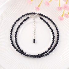 2-3MM Natural Blue Sandstone Faceted Round Healing Gemstone Beaded 18" Necklace