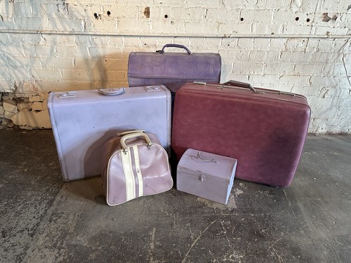 Vintage purple violet suitcase - purple,