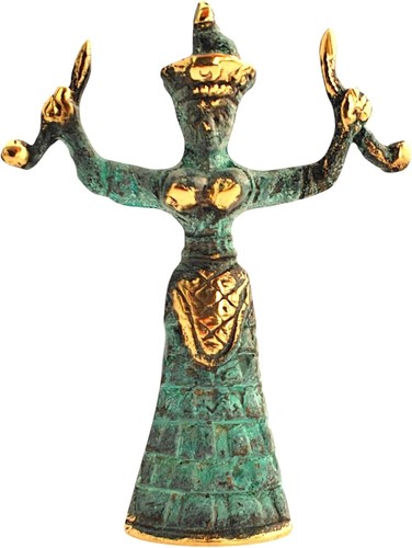 Bronze snake goddess - bronze,