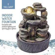 Table Top Indoor Calming Water Fountain Feature with Spinning Glass Sphere
