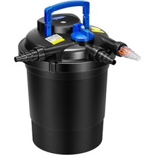 Bio Pressure Pond Filter 2380 GPH w/ 18W Light Multi-Size Adapters for Koi Ponds