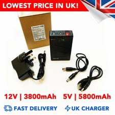 12v 3800mAh 5v 5800mAh Rechargeable Li-ion Battery Portable DC Power Pack - UK
