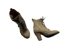 Topshop beige suede real leather lace up chunky heels ankle boots UK 5 EU 38