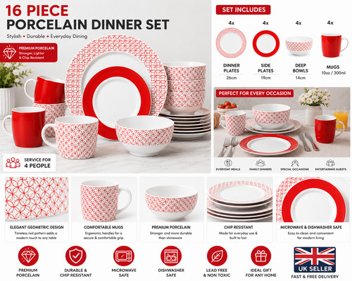 Piece porcelain dinner set - 16,