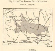 The Donetz Coal Measures. Donetsk. Ukraine. Sketch map. SMALL 1885 old