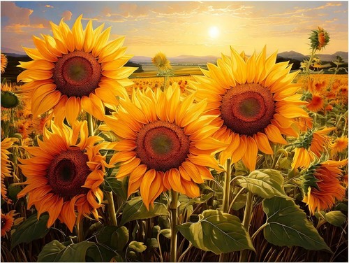 Tile mural sunflower field - mural,
