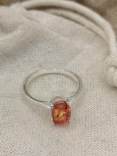 Padparadscha Triplet Quartz Solitaire Ring in Sterling Silver 1.82 Ct. - Size R