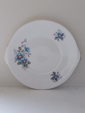 Royal Grafton Cake Plate Floral Blue White Sandwich Serving Bone China England