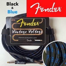 NEW Fender Vintage Voltage Guitar Instrument Lead cable 6 metre 20ft Black/Blue