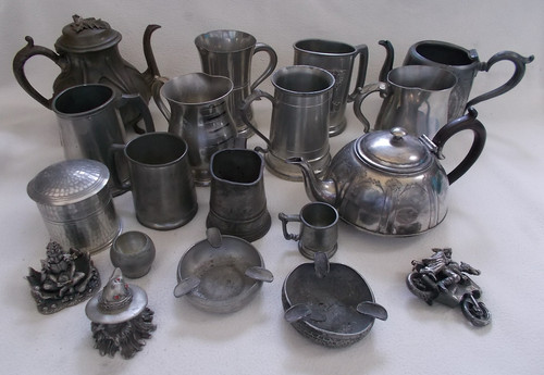 Pewter scrap metal - metal, large
