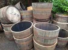 Large Genuine Half Whisky Barrel Planter With Drainage Holes Oak Whiskey Planter