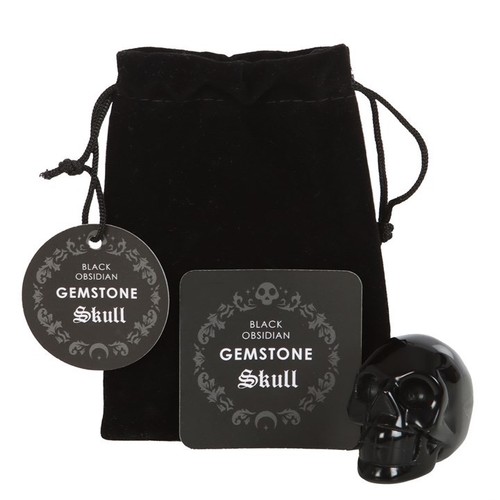 Black obsidian crystal skull - black,
