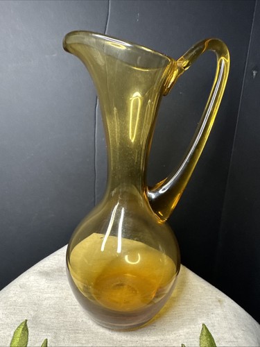 Vintage krosno amber pitcher - krosno,