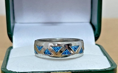 Handmade silver turquoise chip - silver/turquoise,