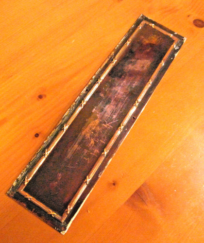 Old copper door finger plate - old,