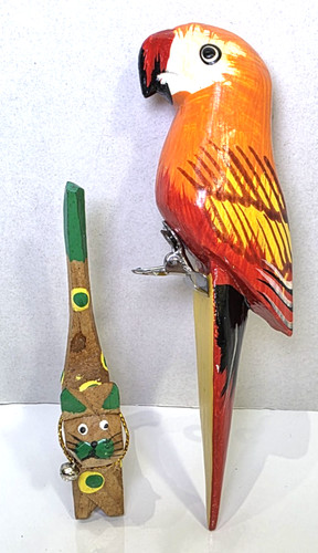 Vintage wood handpainted macaw - vintage,