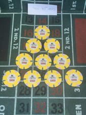 10 total chips - Rare $1000 Paulson World Top Hat And Cane WTHC Poker Chips Clay