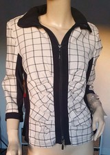 Joseph Ribkoff  Beige Black Check Ruffle  Jacket Size 14
