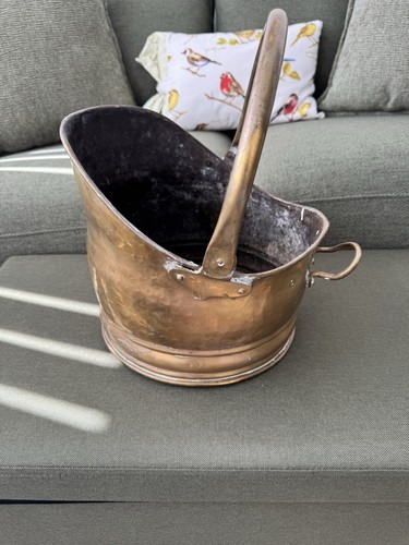 Brass coal scuttle bucket - coal,