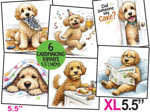 Labradoodle dog card - labradoodle, toppers