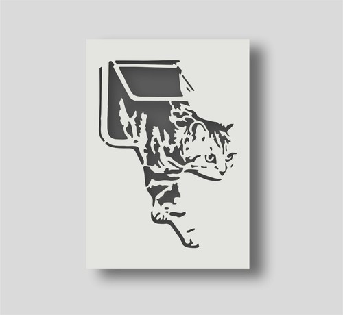 Banksy cat flap stencil - cat,
