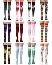 Girls Over The Knee Stripey Striped Socks Cosplay Fancy Dress Up Party UK 4-5.5