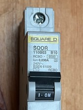 SQUARE D B10 10 AMP CURVE B 30mA RCBO TYPE AC SQOR 110B03 61009 240 VOLT