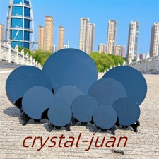 Natural Obsidian Mirror Quartz Crystal Scrying Plate Home Decoration with Stand
