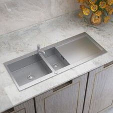 Brush Stainless Steel Kitchen Sink 1.5 Double/Single Bowl Drainer Handmade Sinks