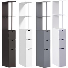 Tall Bathroom Cabinet Slim Freestanding Cupboard Shelving Storage Unit Tallboy