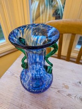 Cobolt Blue Mottled Glass Vase