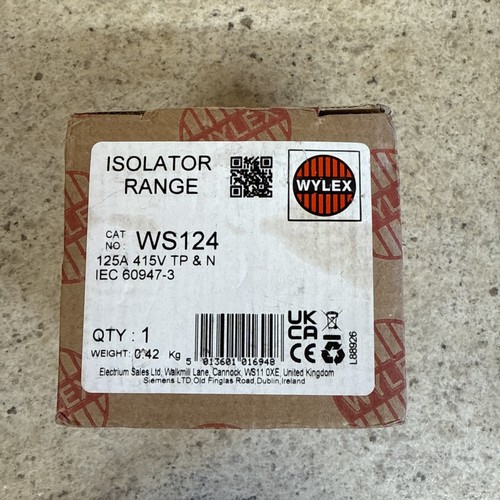 Wylex ws124 125a isolator main - ws124,