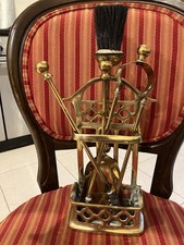 Superb Victorian Brass 5 pc. Fire Companion Set - cleaned very decorative