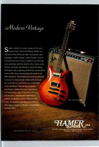 1993 hamer guitar - •, archtop
