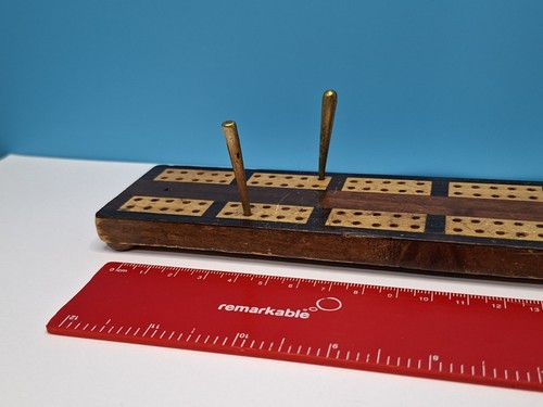 Vintage inlaid wood cribbage - vintage,