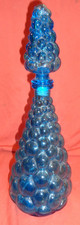 Vintage 1960s EMPOLI Italian Blue Grape Bubble Glass GENIE Bottle  + Stopper