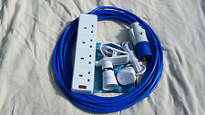 14m CAMPING ELECTRIC HOOK UP  WITH 4 WAY SOCKET -  BLUE ARCTIC CABLE