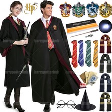 UK Harry Potter Gryffindor Ravenclaw Slytherin Robe Cloak Tie Costume Wand Scarf