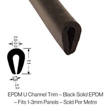 UNIVERSAL BLACK RUBBER EDGE EDGING TRIM PANEL SEAL 1-3 MM / 1 LENGTH