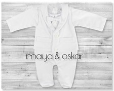 Baby Boy White All-in-One Suit Wedding Christening Formal Party Smart Outfit 